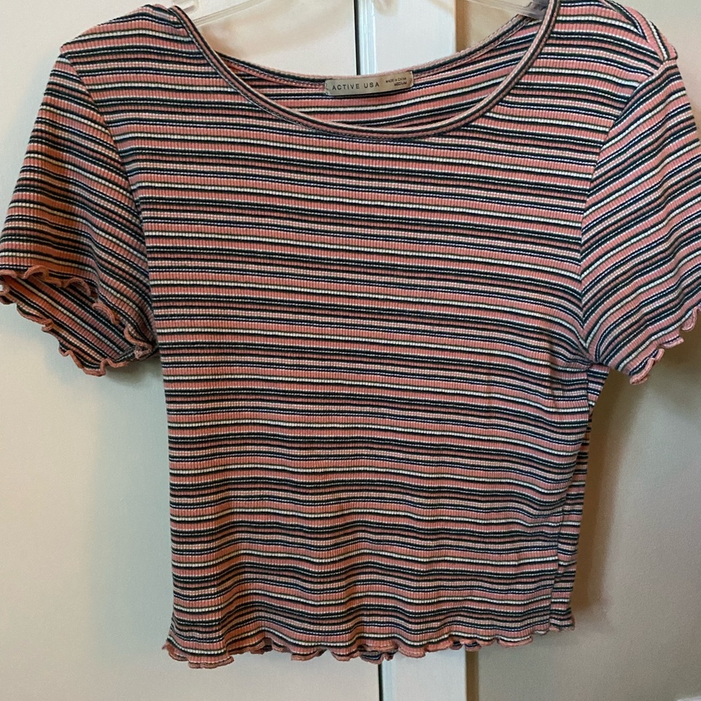Cute pink striped crop top